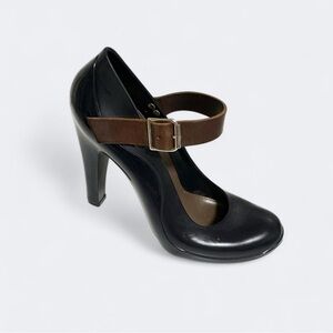 Marni Rubber &  Leather Mary Jane Rain Pumps In Black | Size 39